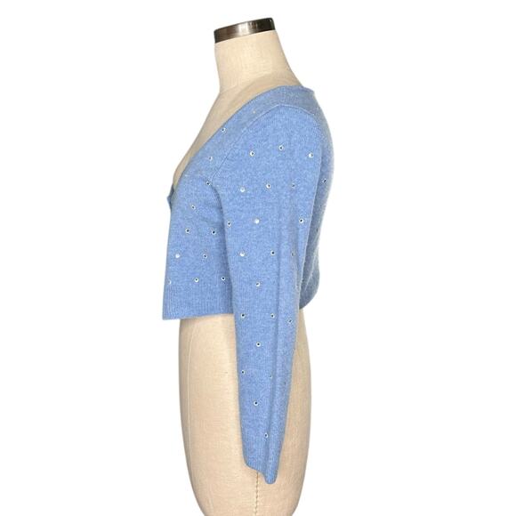 REFORMATION Nathalia Embellished Rhinestone Wool Cropped Cardigan Sweater Size M - Picture 2 of 8